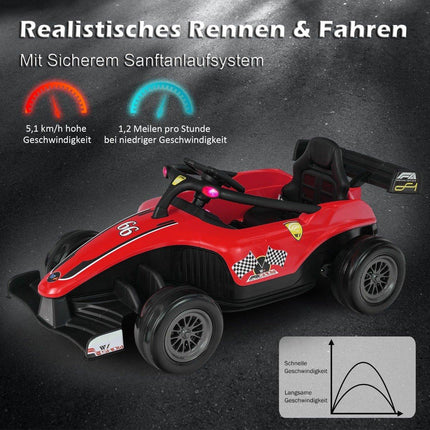 Toddler Electric Car 12V Kids Car Toddler Electric Racing Car with Remote Control Red