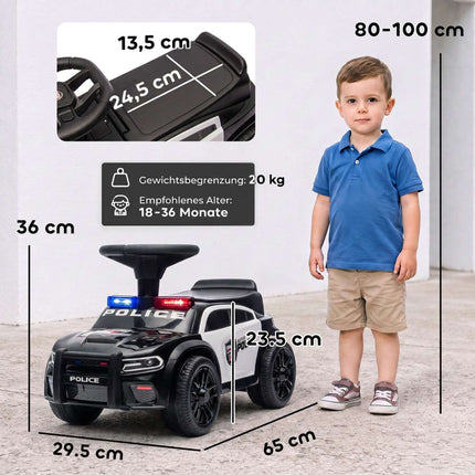 Mașină de poliție pentru copii mici, cu muzică și design anti-răsturnare