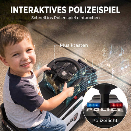 Mașină de poliție pentru copii mici, cu muzică și design anti-răsturnare