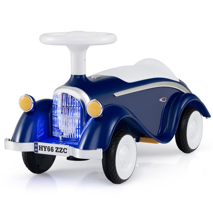 Mașinuță pentru copii mici cu claxon, lumini LED, albastru închis