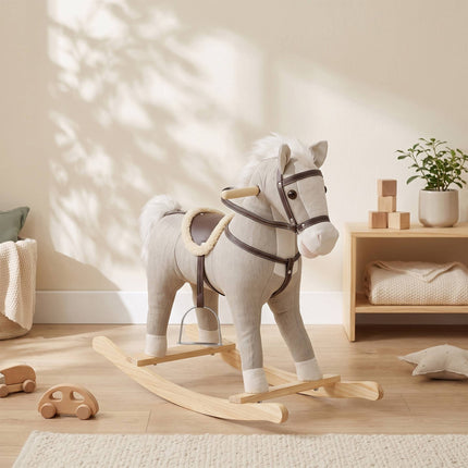 Toddler Rocking Horse with Sounds and Safety Handles, 12–36 Months, Grey