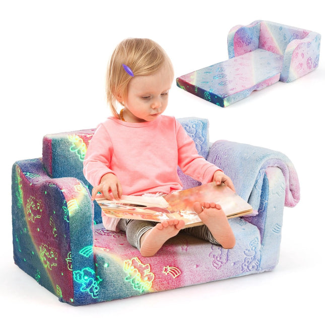 Canapea extensibilă pentru copii mici cu pătură – Design curcubeu