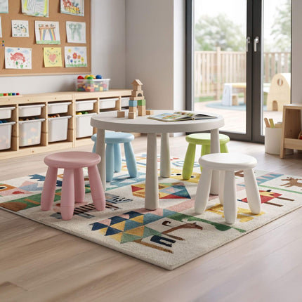 Toddler Stool, White Plastic, 26x28 cm