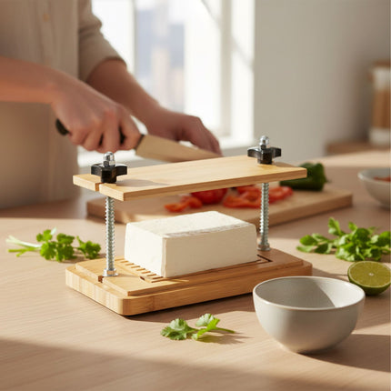 Presă pentru tofu, bambus și oțel inoxidabil, reglabilă