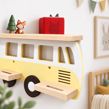 Toniebox Wall Shelf in Bus Design for Up to 25 Tonies, Magnetic, Yellow