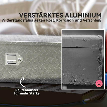 Aluminum tool box with lock and side handle, 99 x 33 x 25.5 cm