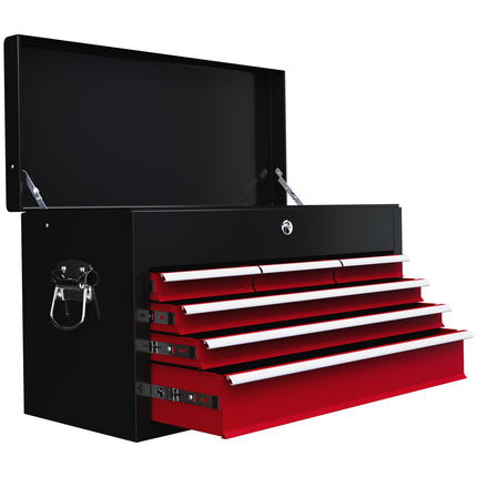 Steel tool box with lock & handle, 6 drawers, 60x26x34 cm