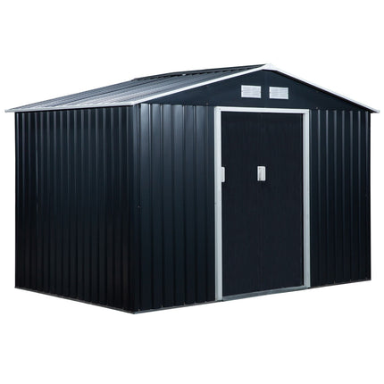 Magazin pentru scule Magazin pentru gradina Magazin pentru gradina cu toc de podea si usi glisante din otel rezistent la intemperii, gri carbune 277 X 195 X 192 Cm
