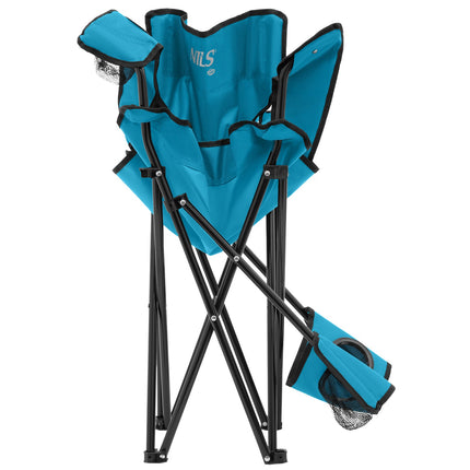Scaun turistic, pliabil, albastru-gri, design compact