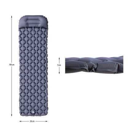 Covoraș turistic cu pompă, gri – Compact și portabil