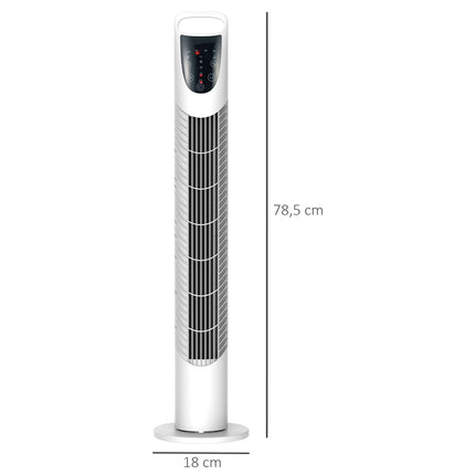 Ventilator turn, 3 moduri, funcționare silențioasă, temporizator, telecomandă, alb
