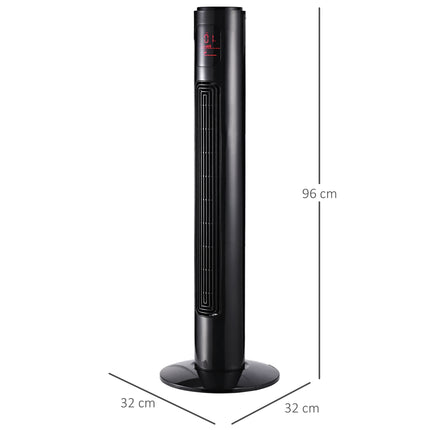 Ventilator turn, negru, telecomandă, 3 viteze, 70° oscilație