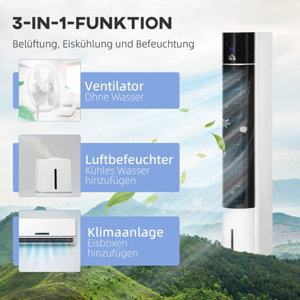 Ventilator turn cu umidificator și telecomandă, 3 moduri, temporizator