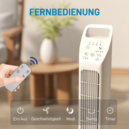 Ventilator turn cu telecomandă, 3 viteze, 3 moduri, temporizator