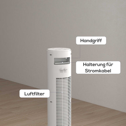 Ventilator turn cu telecomandă, 3 viteze, 70° oscilație