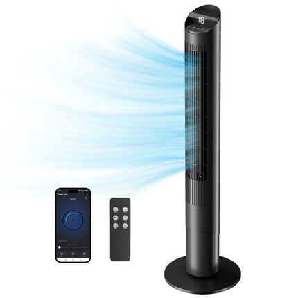 Ventilator turn cu telecomandă, aplicație WiFi, 6 viteze, 65 de oscilații