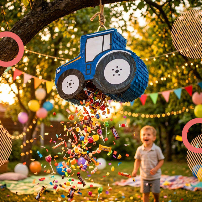 Set Piñata Tractor – Include Mască de Bâtă și Mască cu Legătură la Ochi