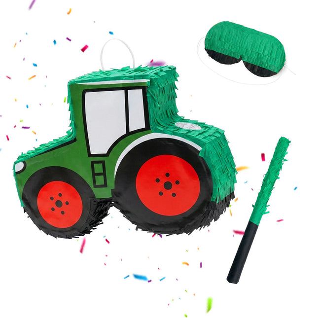 Set de piñata Tractor cu băț și mască, verde închis