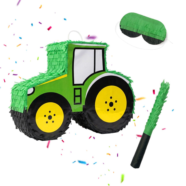 Set Piñata Tractor cu Băț și Mască – Verde