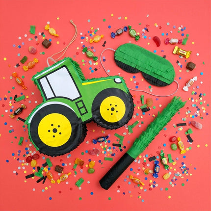 Set Piñata Tractor cu Băț și Mască – Verde