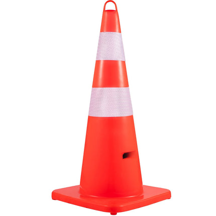 Traffic Cones, 28-Inch PVC, 12-Pack, 2 Reflective Collars