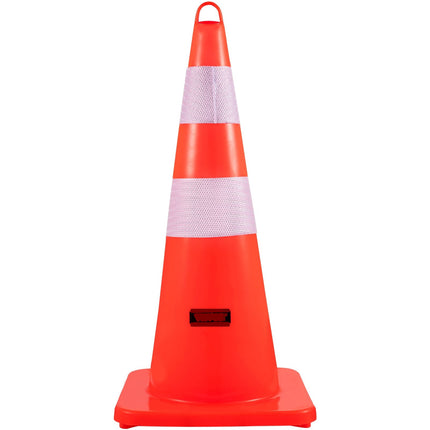 Traffic Cones, 28-Inch PVC, 12-Pack, 2 Reflective Collars