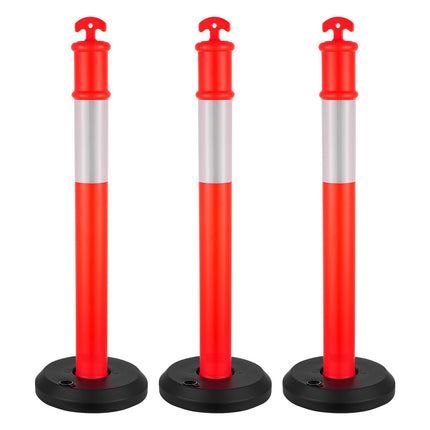 Traffic Delineator Posts, 3-Pack 1140mm, Reflective, Red