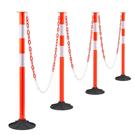 Traffic Delineator Posts, 4 Pack, Weighted Base, Chain