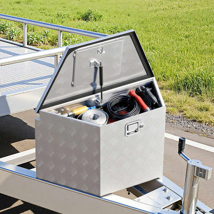 Trailer Tongue Tool Box, Aluminum, Lock and Keys, 29 In