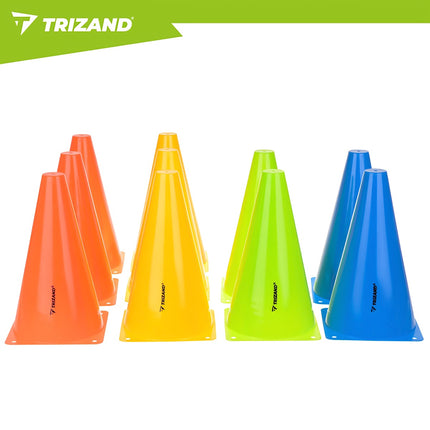 Conuri de antrenament 10 buc, 23 cm, plastic flexibil, multicolore