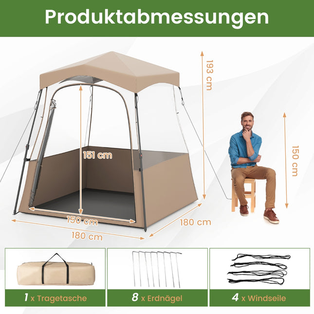 Cort transparent pentru exterior – 180x180x193 cm, rezistent la intemperii, portabil
