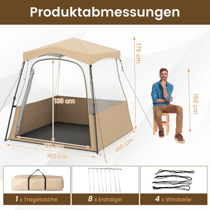 Cort de camping transparent, pliabil, pentru orice vreme, 160x160x176 cm