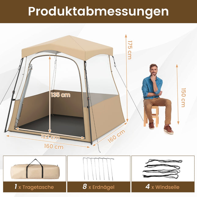 Cort de camping transparent, pliabil, pentru orice vreme, 160x160x176 cm