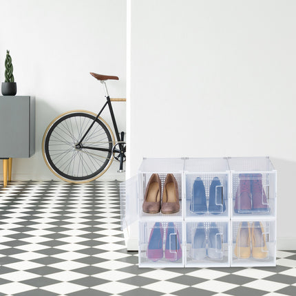 Cutii transparente de depozitare pantofi pentru tocuri înalte, set de 6