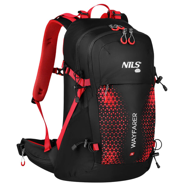 Rucsac de călătorie 35L, roșu – ventilat, husă de ploaie