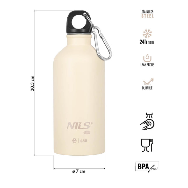 Sticlă de călătorie 550 ml Bej – Design rezistent la scurgeri