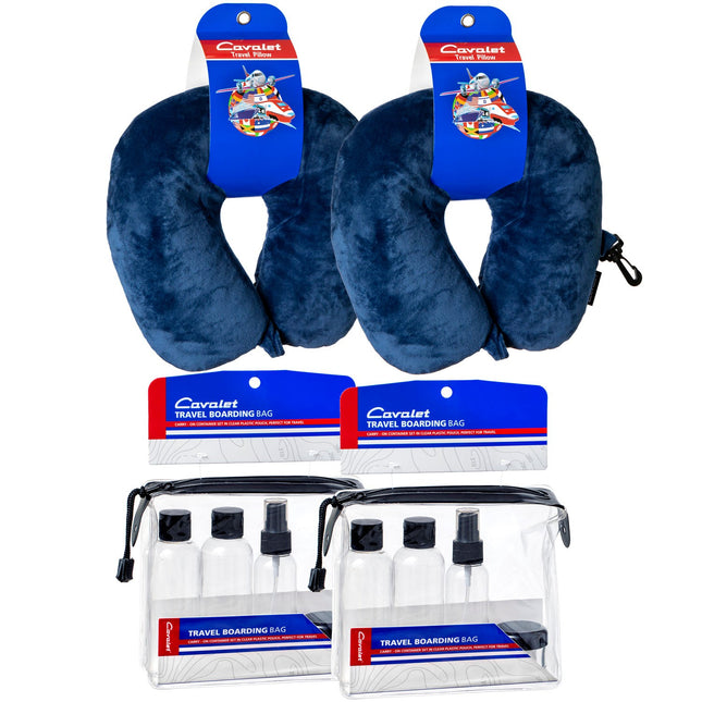 Travel Kit with 2 Neck Pillows and 2 Travel Bottles