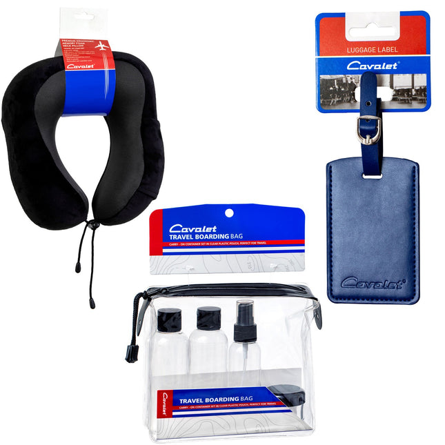 Travel Kit with Luggage Tag, Neck Pillow, Travel Bottles
