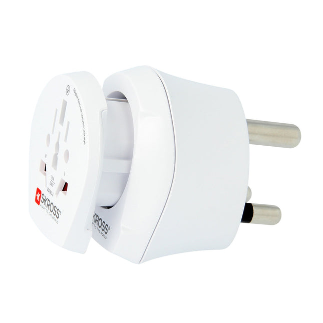 Travel adapter Combo World to South Africa + Europe Grounded