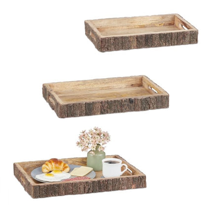 Tavi din lemn de mango - set de 3