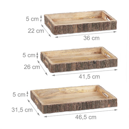 Tavi din lemn de mango - set de 3