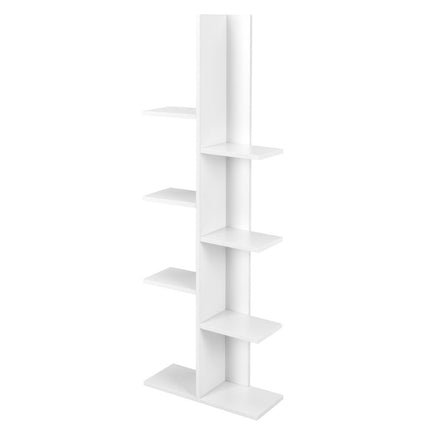Bibliotecă în formă de copac cu 8 rafturi, poliță de sine stătătoare, raft birou, 50 x 20 x 141 cm, alb