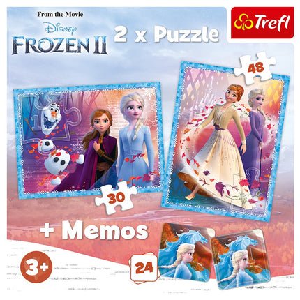 Trefl Set puzzle Frozen cu cartonașe memo Frozen II