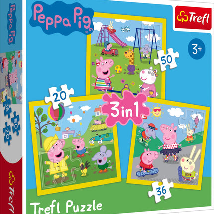 Set de puzzle 3 în 1 Trefl Peppa Pig