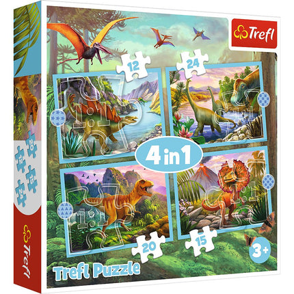 Trefl Puzzle Dinozauri Set 4 în 1, 12 15 20 24 piese