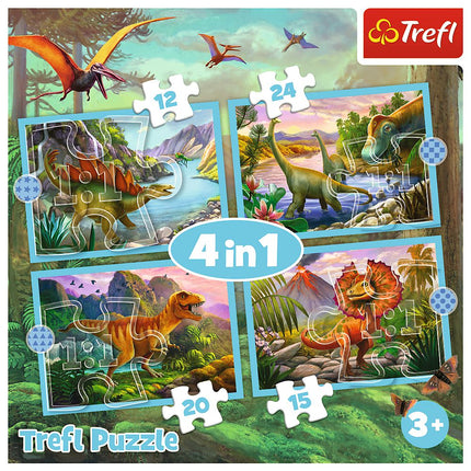 Trefl Puzzle Dinozauri Set 4 în 1, 12 15 20 24 piese