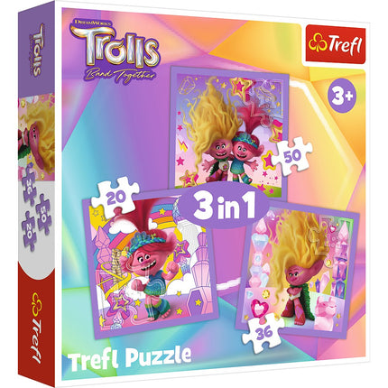 Trefl Trolls Set Puzzle 3 în 1 Trolls 3