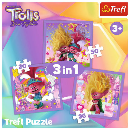 Trefl Trolls Set Puzzle 3 în 1 Trolls 3