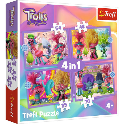 Trefl Trolls Puzzle Set 4 în 1