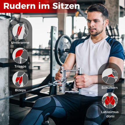 Set de atașamente pentru cabluri pentru triceps – prindere în V, prindere dublă în D, frânghie